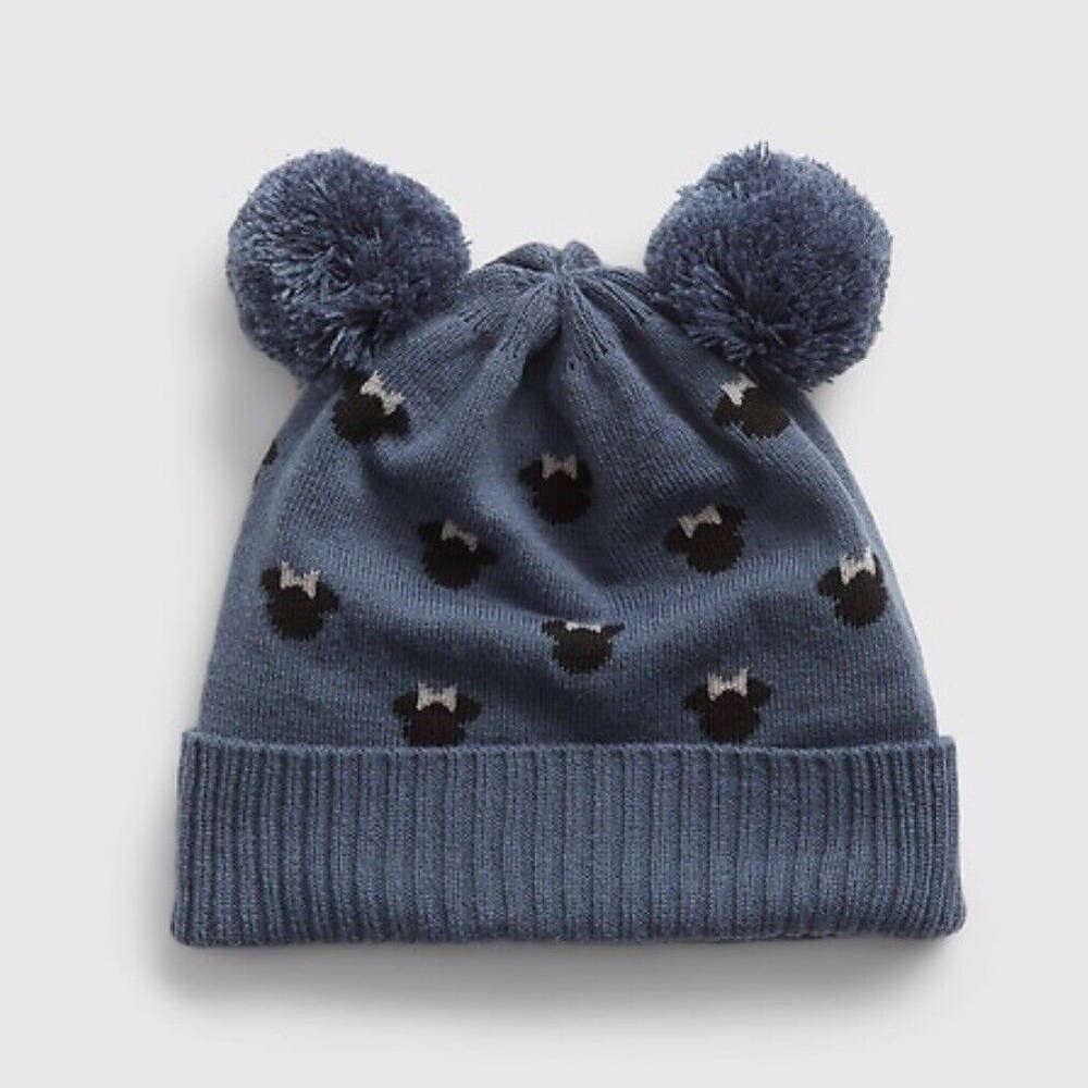 Baby Gap Minnie Mouse Stocking Cap XS/S S/M OR M/L Toddler Pom Beanie Blue NWT!!